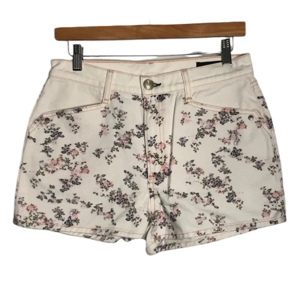 NWT RAG & BONE Ellie Micro Floral Off White Denim Shorts Size 27
